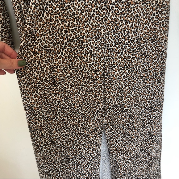 Banana Republic Leopard Print Fit and Flare Front Slit L/S MIDI Dress Sz M - Picture 7 of 16